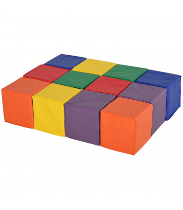 12 Piece Kids Soft Play Blocks Soft Foam Toy Building Stacking Block Multi-color