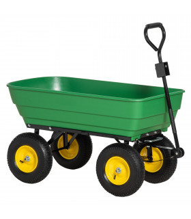 Garden Cart Green 118cm x 58cm x 102cm Powder Coated Steel Heavy-Duty Plastic