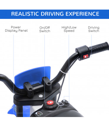 Kids Electric Motorbike Ride-On Motorcycle Training Wheels - Blue 12V 3-5 Years