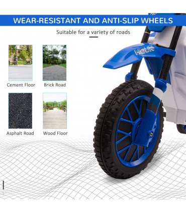 Kids Electric Motorbike Ride-On Motorcycle Training Wheels - Blue 12V 3-5 Years