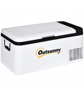 12V Portable Car Refrigerator - White and Black, 18L, -20C Cooling, LCD Panel