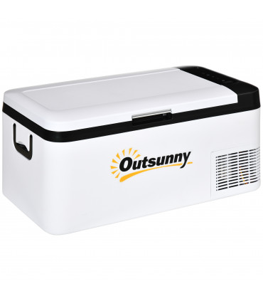 12V Portable Car Refrigerator - White and Black, 18L, -20C Cooling, LCD Panel