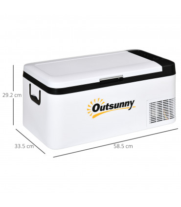 12V Portable Car Refrigerator - White and Black, 18L, -20C Cooling, LCD Panel