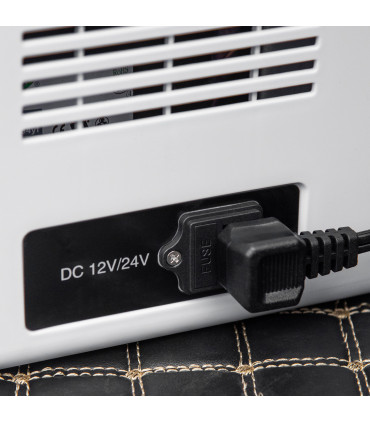 12V Portable Car Refrigerator - White and Black, 18L, -20C Cooling, LCD Panel