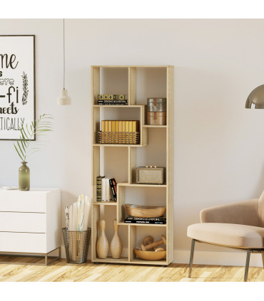 Bookcase 178cm 8-Shelf Beige Particleboard Melamine Surface 70cm x 24cm