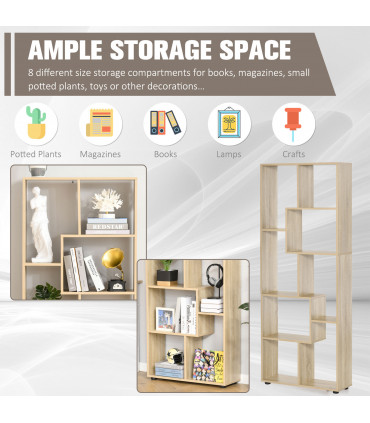 Bookcase 178cm 8-Shelf Beige Particleboard Melamine Surface 70cm x 24cm