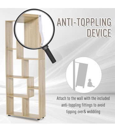 Bookcase 178cm 8-Shelf Beige Particleboard Melamine Surface 70cm x 24cm