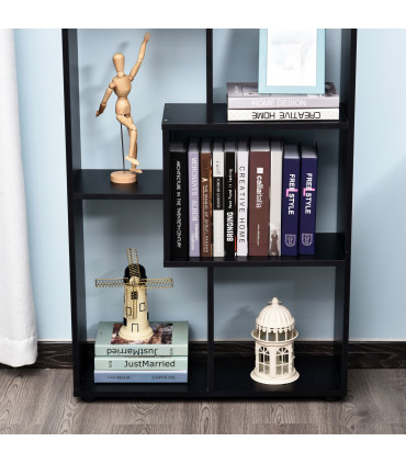 Bookcase 178cm 8-Shelf Black Melamine Surface Foot Pads Multipurpose 8-Grid