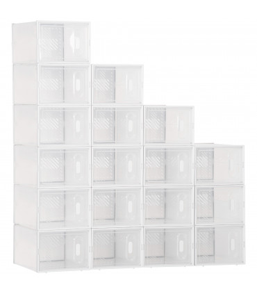 Shoe Box Clear Plastic 25x35x19cm 18PCS UK/EU Size 8.5/43 Stackable Dust-Free