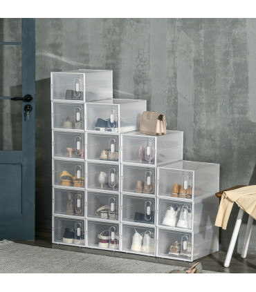 Shoe Box Clear Plastic 25x35x19cm 18PCS UK/EU Size 8.5/43 Stackable Dust-Free