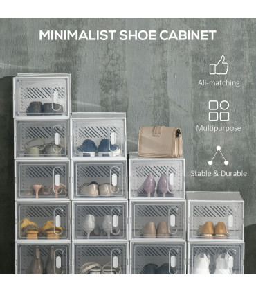 Shoe Box Clear Plastic 25x35x19cm 18PCS UK/EU Size 8.5/43 Stackable Dust-Free