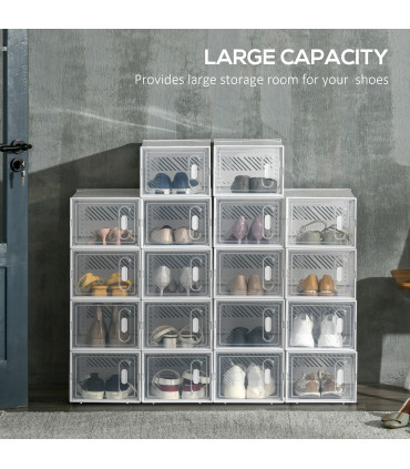 Shoe Box Clear Plastic 25x35x19cm 18PCS UK/EU Size 8.5/43 Stackable Dust-Free