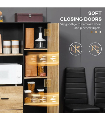 Kitchen Cupboard, Microwave Stand with Storage Cabinet, Soft Close Doors