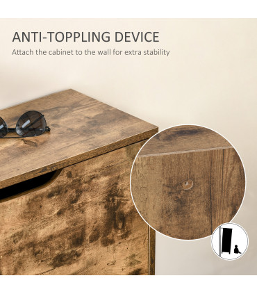 Shoe Cabinet Rustic Brown 81H x 62.5W x 26Dcm 2 Drawer Shoe Cupboard Flip Doors