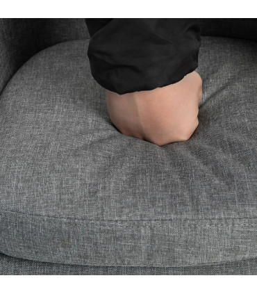 2 PCs Modern Upholstered Fabric Bucket Seat Bar Stools w/ Solid Wood Legs Grey