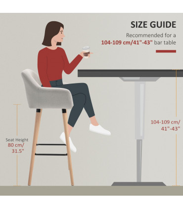 2 PCs Modern Upholstered Fabric Bucket Seat Bar Stools w/ Solid Wood Legs Beige