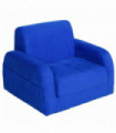 Kids Sofa Armchair Chair Blue Wood Flannel Foam 2 In 1 Fold Out Baby Bed Couch