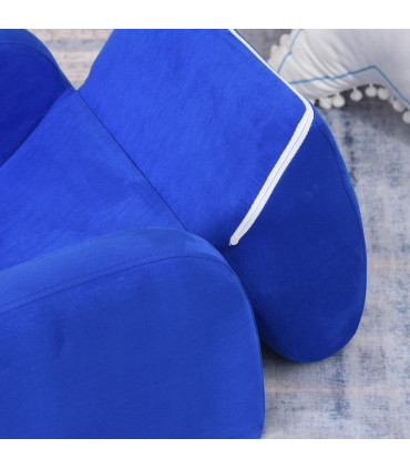 Kids Sofa Armchair Chair Blue Wood Flannel Foam 2 In 1 Fold Out Baby Bed Couch