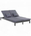 Grey Metal Wicker Rattan Lounger