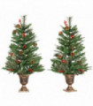 Artificial Christmas Tree 3FT Red Berry Copper  PVC Plastic Green 90H x 48cm