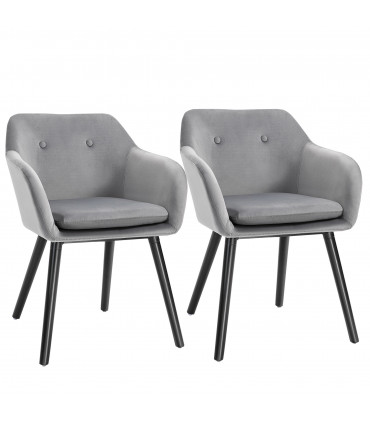Fabric Grey 74H x 54W x 56Dcm Set of 2 Modern Upholstered Bucket Seat Armchairs