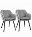 Fabric Grey 74H x 54W x 56Dcm Set of 2 Modern Upholstered Bucket Seat Armchairs