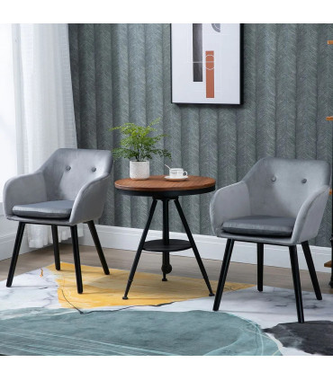 Fabric Grey 74H x 54W x 56Dcm Set of 2 Modern Upholstered Bucket Seat Armchairs