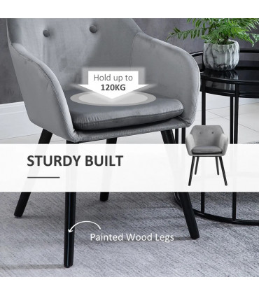 Fabric Grey 74H x 54W x 56Dcm Set of 2 Modern Upholstered Bucket Seat Armchairs