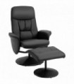 2 Pcs Reclining Armchair Ottoman 360 Swivel Home Furniture PU Leather Black