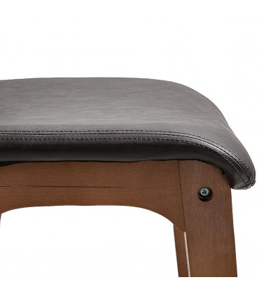 2 Pcs 93cm Faux Leather Bar Stools Wooden Frame Footrest Padding High Back Brown