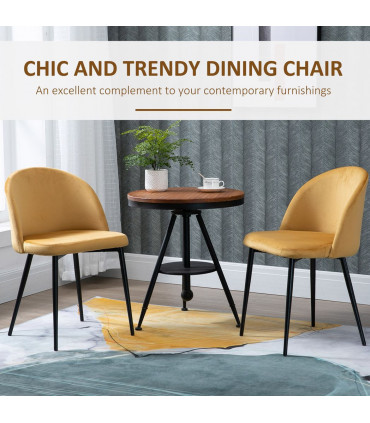 Fabric Yellow 2 Pieces Modern Upholstered Dining Chairs 77H x 49W x 50Dcm