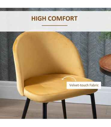 Fabric Yellow 2 Pieces Modern Upholstered Dining Chairs 77H x 49W x 50Dcm