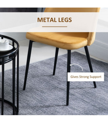 Fabric Yellow 2 Pieces Modern Upholstered Dining Chairs 77H x 49W x 50Dcm