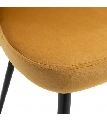 Fabric Yellow 2 Pieces Modern Upholstered Dining Chairs 77H x 49W x 50Dcm