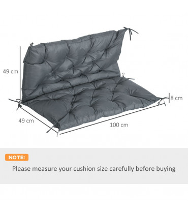 Outdoor Seat Pad Polyester Dark Grey 98L x 100W x 8D cm 2 Seater Garden Bench