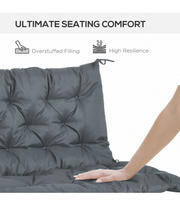 Outdoor Seat Pad Polyester Dark Grey 98L x 100W x 8D cm 2 Seater Garden Bench