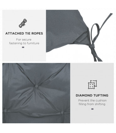 Outdoor Seat Pad Polyester Dark Grey 98L x 100W x 8D cm 2 Seater Garden Bench