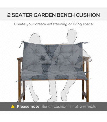 Outdoor Seat Pad Polyester Dark Grey 98L x 100W x 8D cm 2 Seater Garden Bench