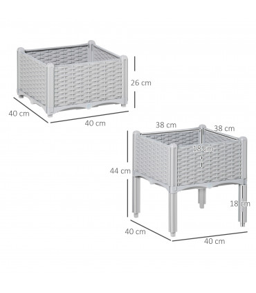 Plant Stand Grey Plastic 2 Tier 45cm x 45cm x 40cm Flower Planter Box