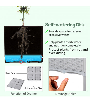 Plant Stand Grey Plastic 2 Tier 45cm x 45cm x 40cm Flower Planter Box