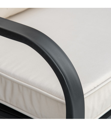 2-Person Loveseat Rocking Chair with Armrest & Weather Resistant Cushions, Khaki