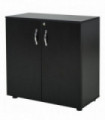 Office Storage Cabinet 2-Tier Locking Black Particle Board 80x80x40cm