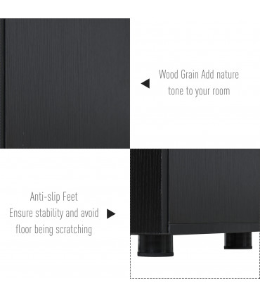 Office Storage Cabinet 2-Tier Locking Black Particle Board 80x80x40cm