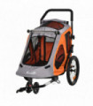 2-IN-1 Dog Bike Trailer Pet Carrier Stroller Reflector 140 x 71 x 105cm Orange