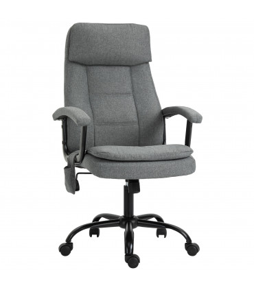 2-Point Massage Office Chair Linen-Look Fabric Adjustable Height Chair Grey