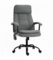 2-Point Massage Office Chair Linen-Look Fabric Adjustable Height Chair Grey