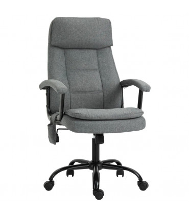 2-Point Massage Office Chair Linen-Look Fabric Adjustable Height Chair Grey
