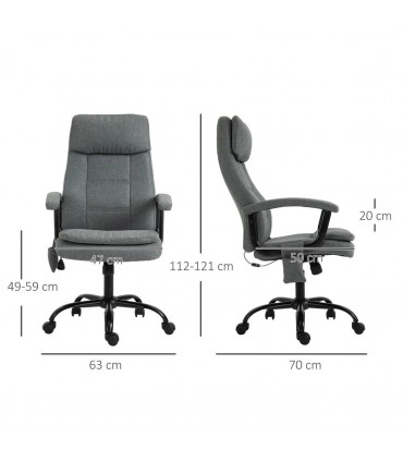 2-Point Massage Office Chair Linen-Look Fabric Adjustable Height Chair Grey