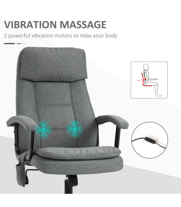 2-Point Massage Office Chair Linen-Look Fabric Adjustable Height Chair Grey
