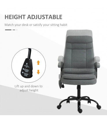 2-Point Massage Office Chair Linen-Look Fabric Adjustable Height Chair Grey